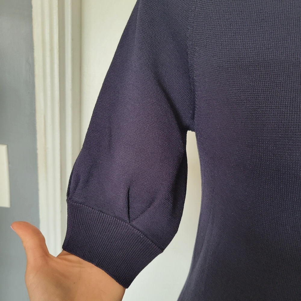 NWT H&M Navy Knit Short Sleeve Pullover Tee Top XS - Picture 3 of 7